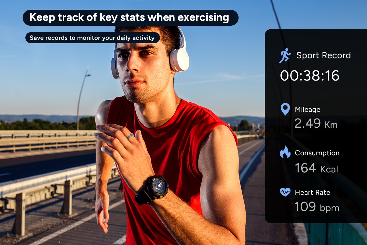 Kogan Aura Ti Smart Ring (Titanium, Silver, Size 11)