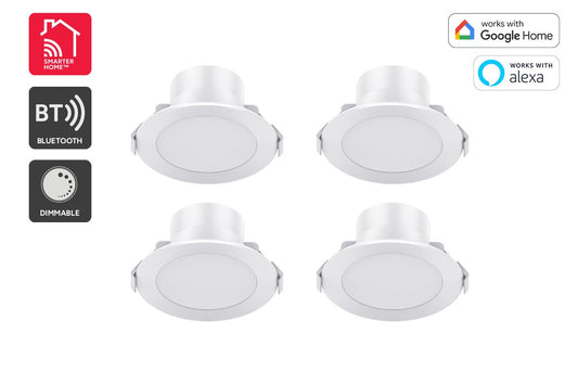 Kogan SmarterHome™ Smart RGB+CCT Bluetooth Mesh Dimmable LED Downlight (4 Pack)