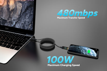 Kogan 100W PD Woven USB-C Charge Cable with Power Display  - 2m)