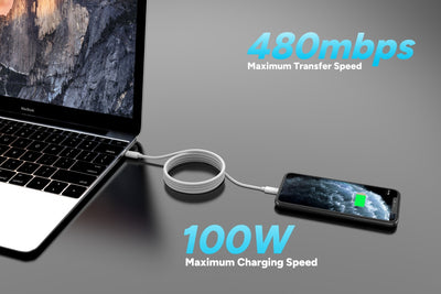 Kogan 100W PD Woven USB-C Charge Cable  - 2m; 3 Pack