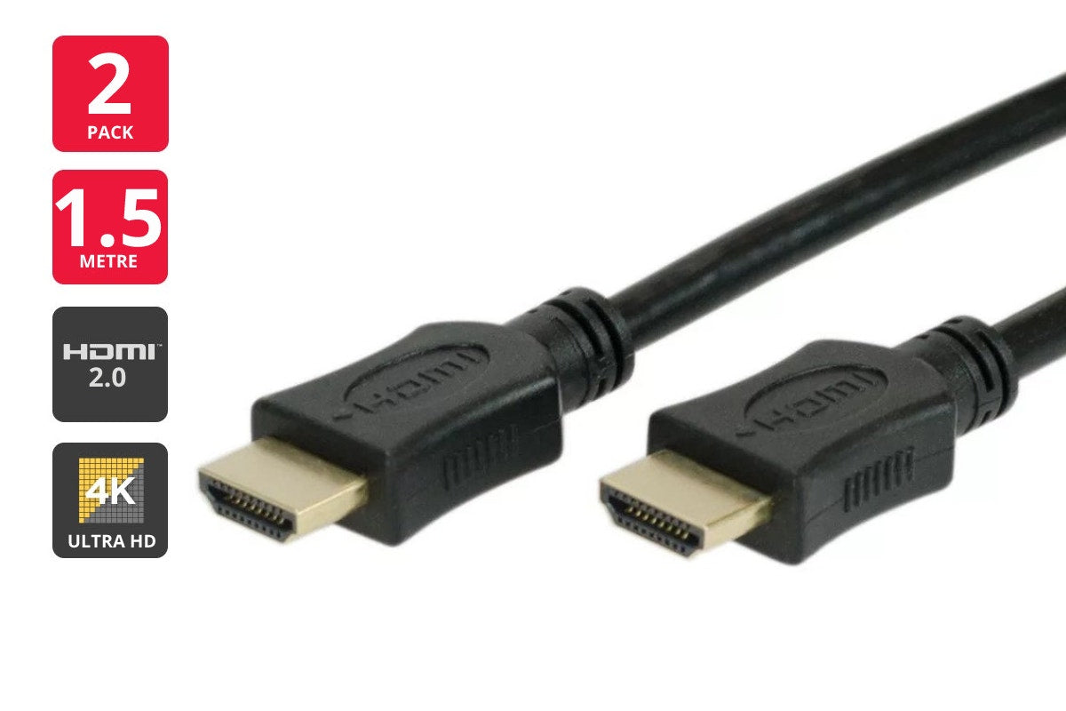 1.5m HDMI Cable 2.0 Ultra HD High Speed With Ethernet (2 Pack)