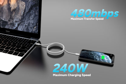 Kogan 240W PD Woven USB-C Charge Cable  - 2m)