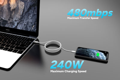 Kogan 240W PD Woven USB-C Charge Cable  - 2m; 3 Pack