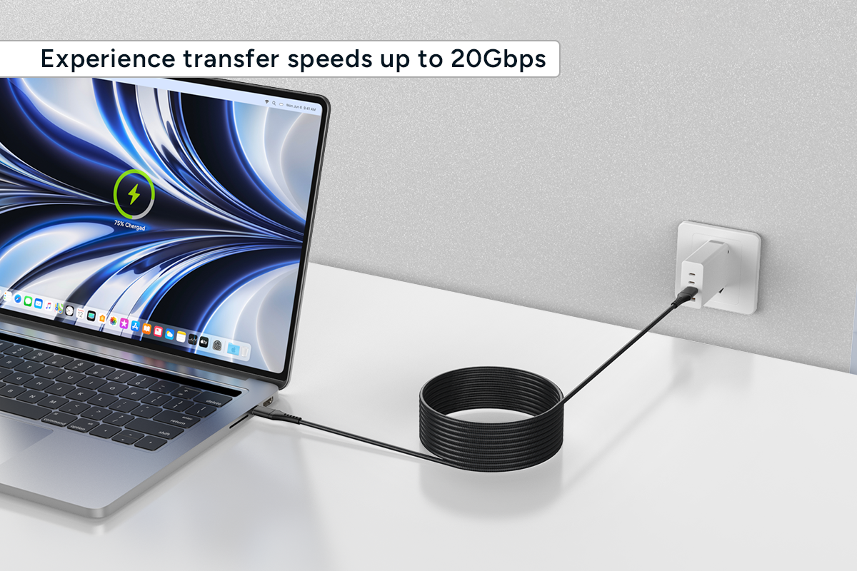 Kogan 100W PD USB-C Braided Charging & Video Cable (2m)