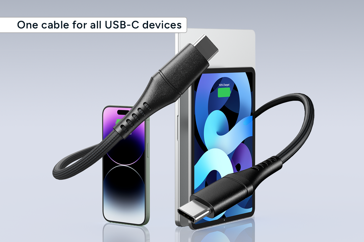 Kogan 100W PD USB-C Braided Charging & Video Cable (2m)