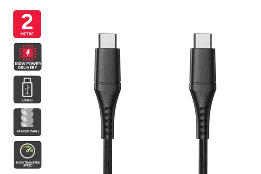 Kogan 100W PD USB-C Braided Charging & Video Cable (2m)
