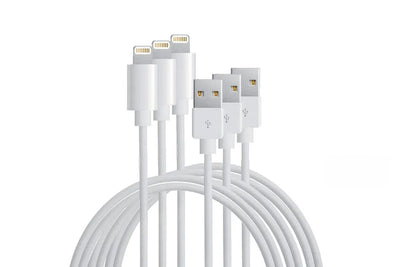 Apple MFI Certified Black Lightning to USB Cable 2m, White - 3 Pack