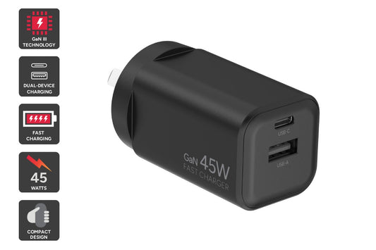 Kogan 45W 2-Port GaN Super Fast PD Phone Charger - Auzzistore
