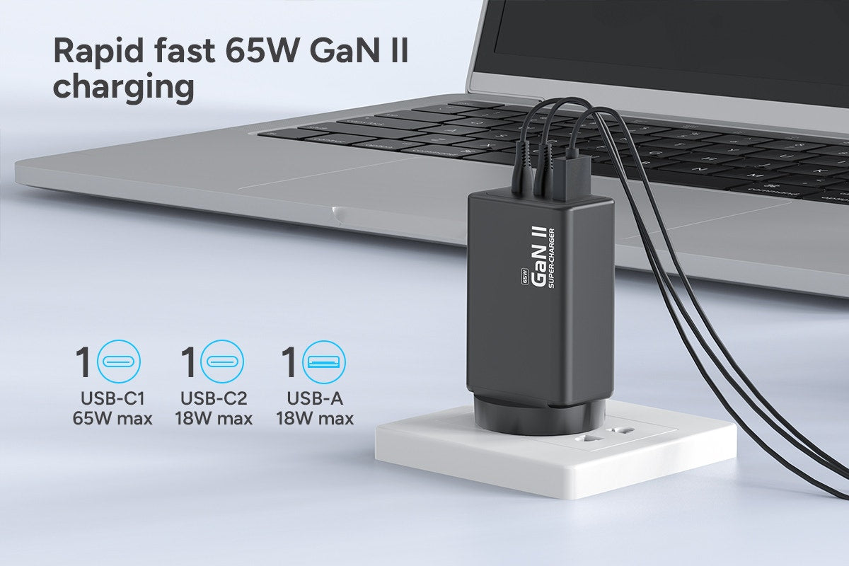 Kogan 65W 3-Port GaN Super Fast PD Phone Charger