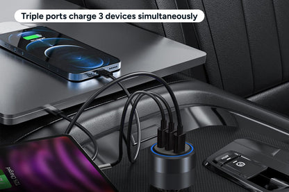 Kogan 130W PD USB-A and USB-C Car Charger with 100W Charging Cable