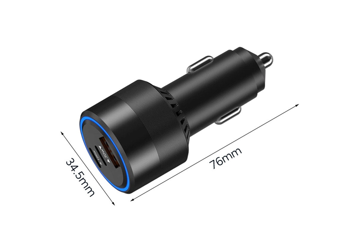Kogan 130W PD USB-A and USB-C Car Charger with 100W Charging Cable