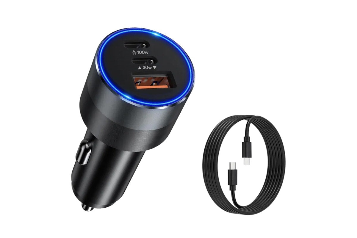 Kogan 130W PD USB-A and USB-C Car Charger with 100W Charging Cable