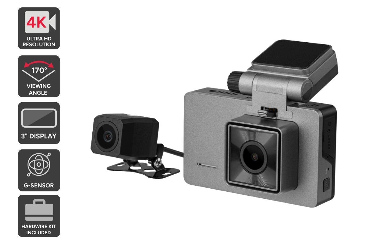 Kogan 4K/1080P Front and Rear Dash Camera with WiFi