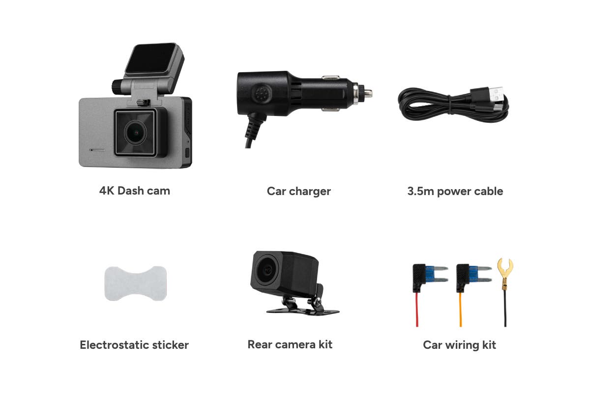 Kogan 4K/1080P Front and Rear Dash Camera with WiFi