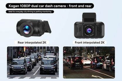 Kogan 1080p Dual Car Dash Camera (Front & Rear)