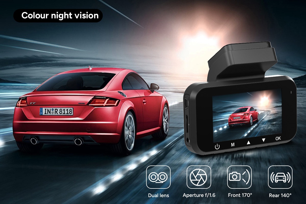 Kogan 1080p Dual Car Dash Camera (Front & Rear)