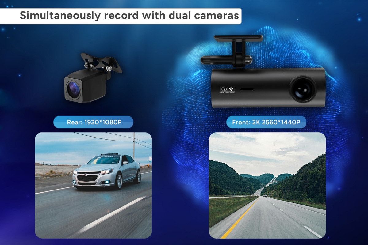 Kogan 2K Hidden Dual Channel Car Dash Camera - Front and Rear (SG2C-100)