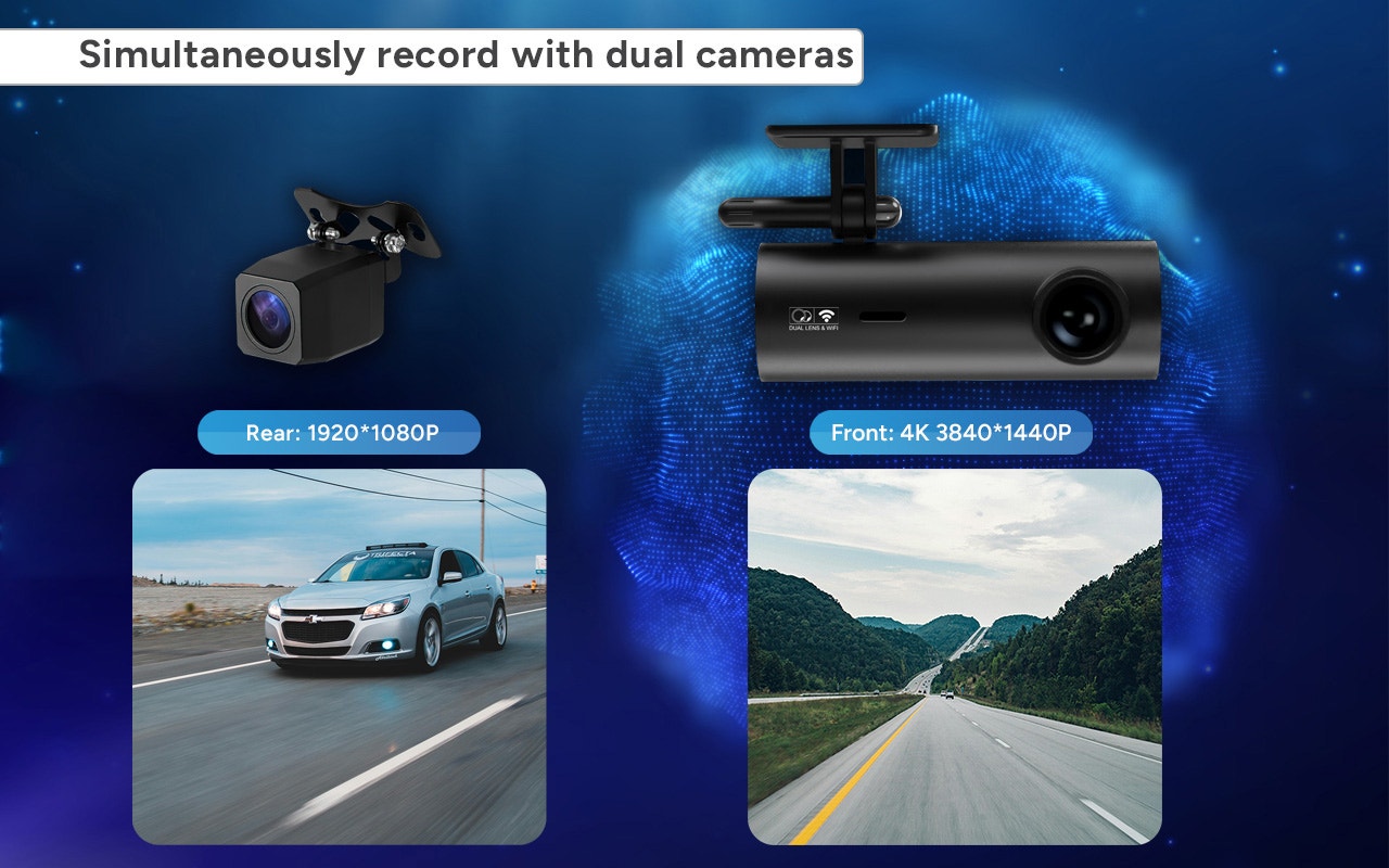 Kogan 4K Hidden Dual Channel Car Dash Camera - Front and Rear (SG2C-100)
