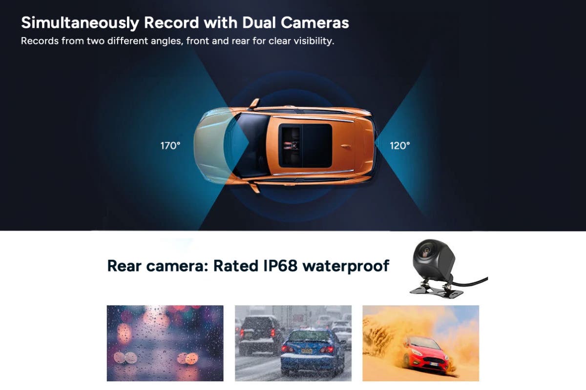 Kogan 10" Mirror Dash Camera - Front and Rear