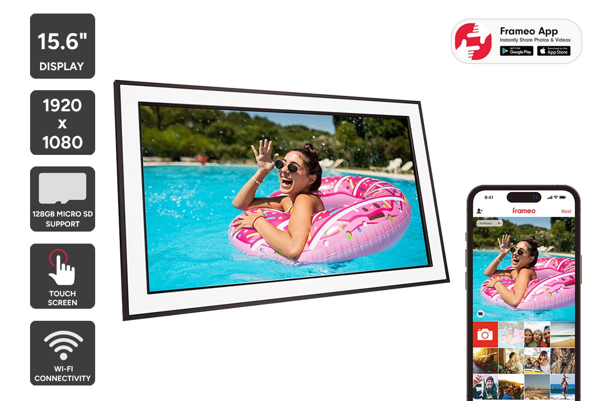 Kogan 15.6" Wi-Fi Digital Photo Frame with Frameo App (Black)