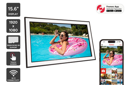 Kogan 15.6" Wi-Fi Digital Photo Frame with Frameo App (Black)