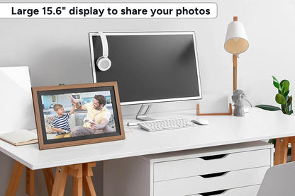 Kogan 15.6" Wi-Fi Digital Photo Frame with Frameo App (Brown)