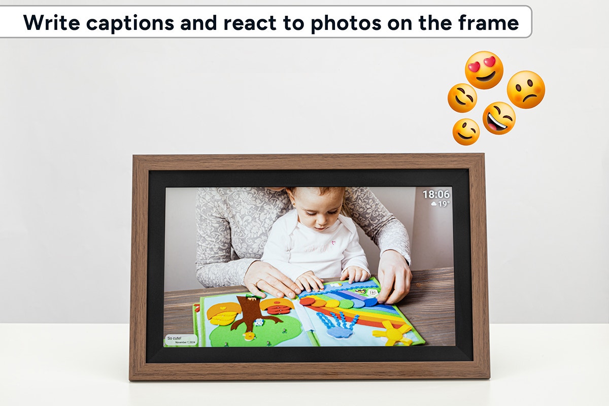 Kogan 15.6" Wi-Fi Digital Photo Frame with Frameo App (Brown)