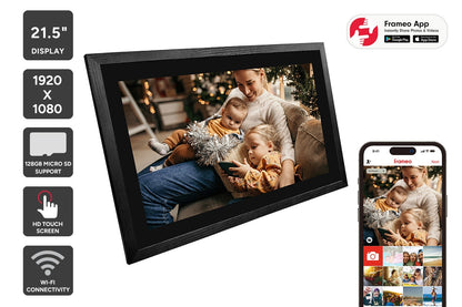 Kogan 21.5" Wi-Fi Digital Photo Frame with Frameo App (Blackened Oak)