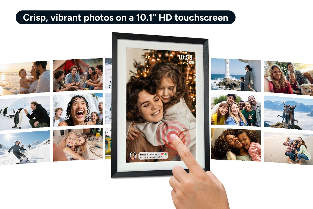 Kogan 10.1" Touch Screen Digital Photo Frame with Frameo App (Including 3 Frames)