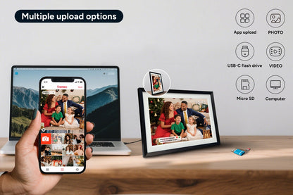 Kogan 10.1" Touch Screen Digital Photo Frame with Frameo App (Including 3 Frames)