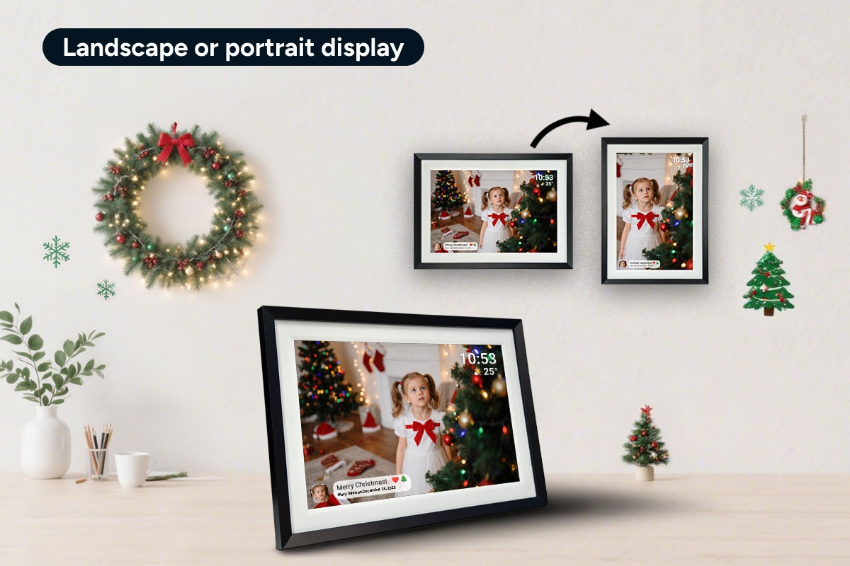 Kogan 10.1" Touch Screen Digital Photo Frame with Frameo App (Including 3 Frames)