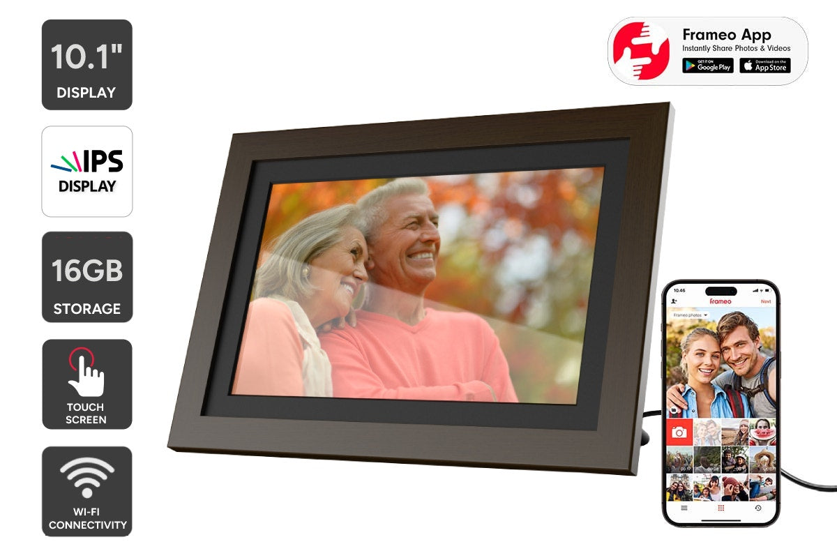 Kogan 10.1" WiFi Digital Photo Frame with Frameo App - Wood