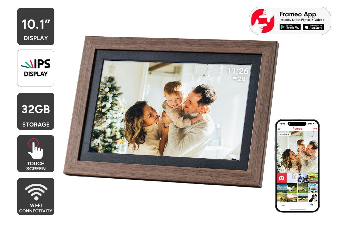 Kogan 10.1" Wi-Fi Digital Photo Frame with Frameo App - 32GB,Wood - Auzzistore
