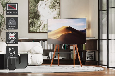 Kogan Danish Studio TV Stand with Storage Shelf for 43  - 65  TVs  Matte Black & Walnut