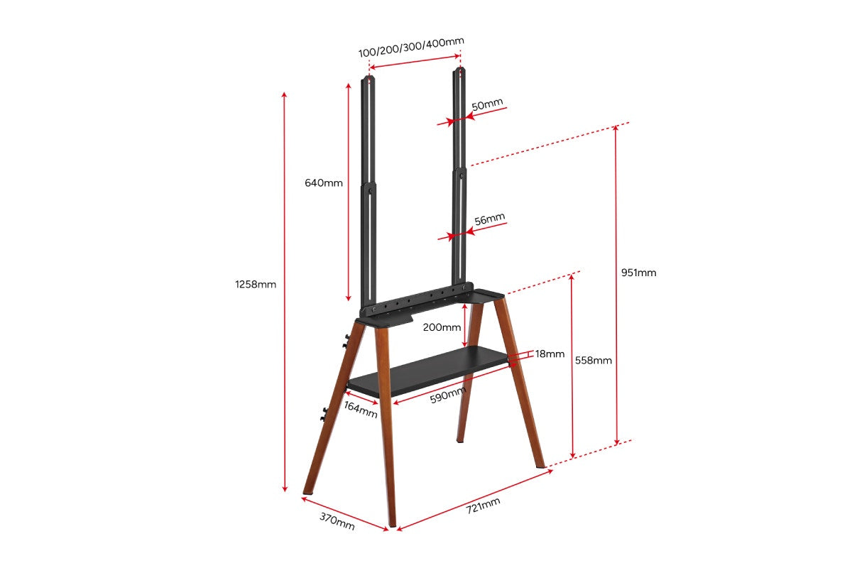 Kogan Danish Studio TV Stand with Storage Shelf for 43" - 65" TVs (Matte Black & Walnut)