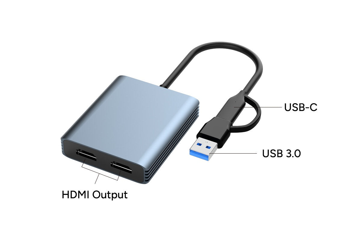 Kogan USB 4.0/USB-C to Dual 4K 60Hz HDMI Adapter with Built-in DisplayLink