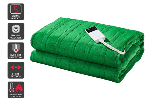 Kogan Washable Electric Heated Throw Blanket (Green, 160 x 130cm)