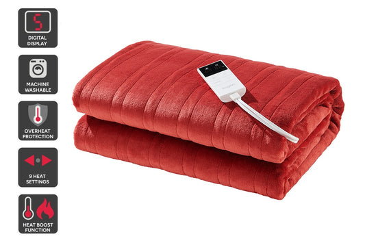 Kogan Washable Electric Heated Throw Blanket (Red, 160 x 130cm)