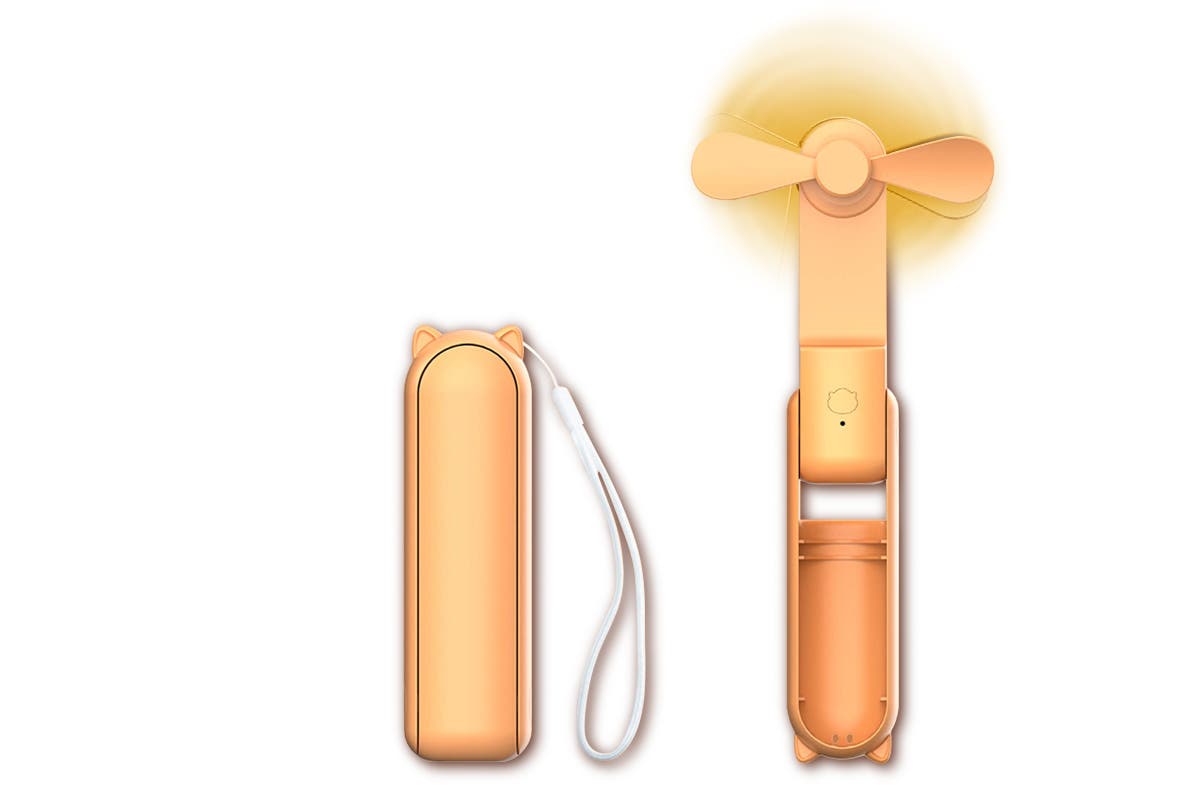 2-in-1 Portable USB Mini Fan and Power Bank (Orange)