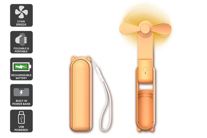 2-in-1 Portable USB Mini Fan and Power Bank (Orange)
