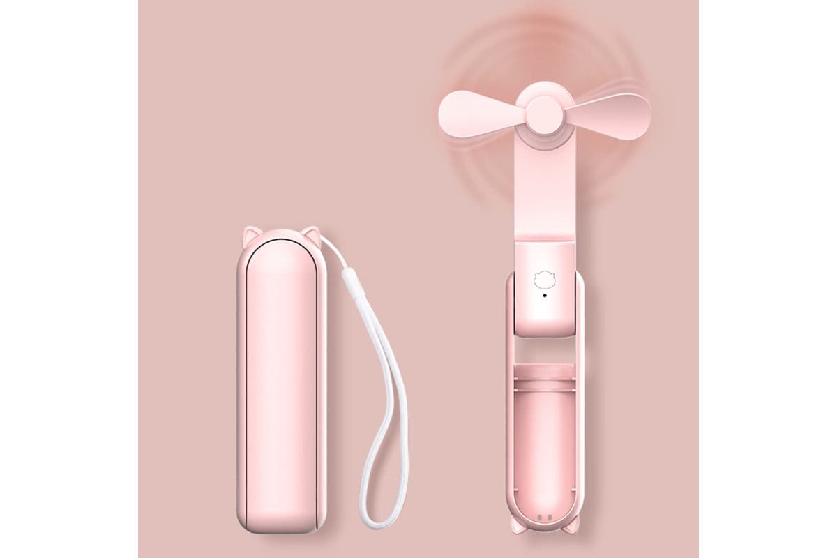 2-in-1 Portable USB Mini Fan and Power Bank (Pink)