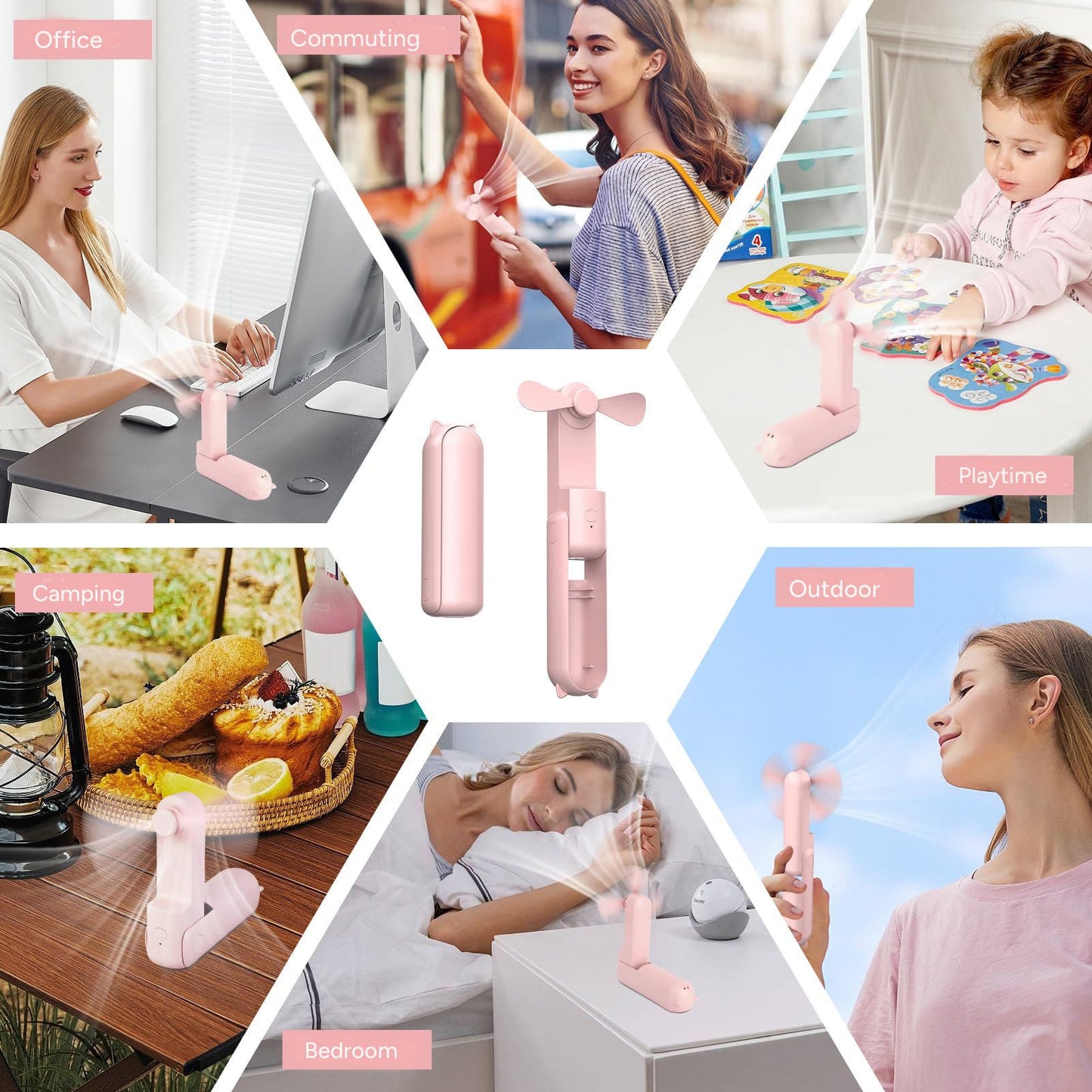 2-in-1 Portable USB Mini Fan and Power Bank (Pink)