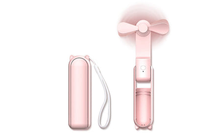 2-in-1 Portable USB Mini Fan and Power Bank (Pink)