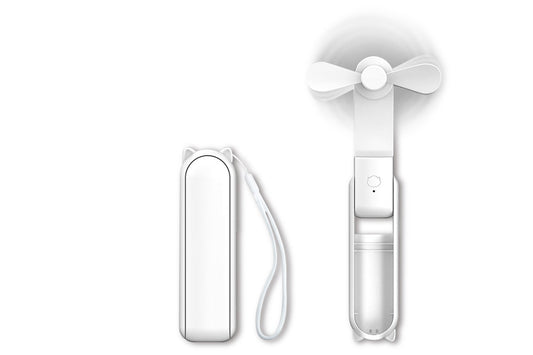 2-in-1 Mini Handheld Fan and Power Bank (White)