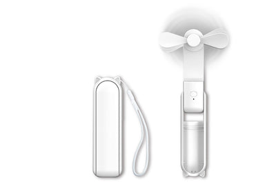 2-in-1 Mini Handheld Fan and Power Bank (White)