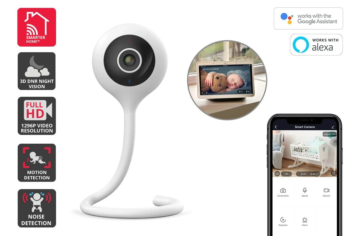 Kogan SmarterHomeâ„¢ 1296p Smart Baby Monitor Security Camera (White)