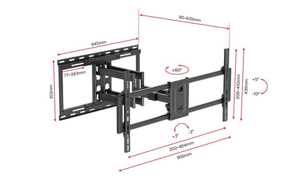 Kogan Tilt Extendable Full Motion Wall Mount for 43" - 100" TVs