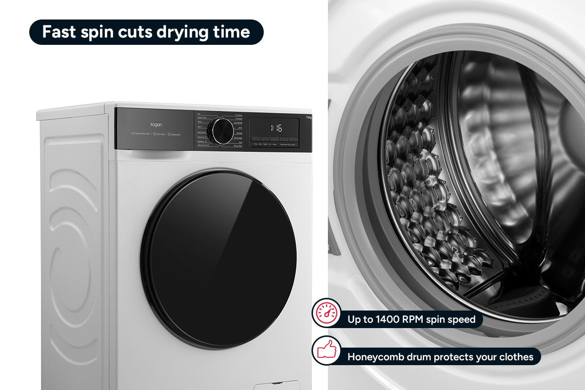 Kogan 7.5kg Front Load BLDC Inverter Washing Machine (White)