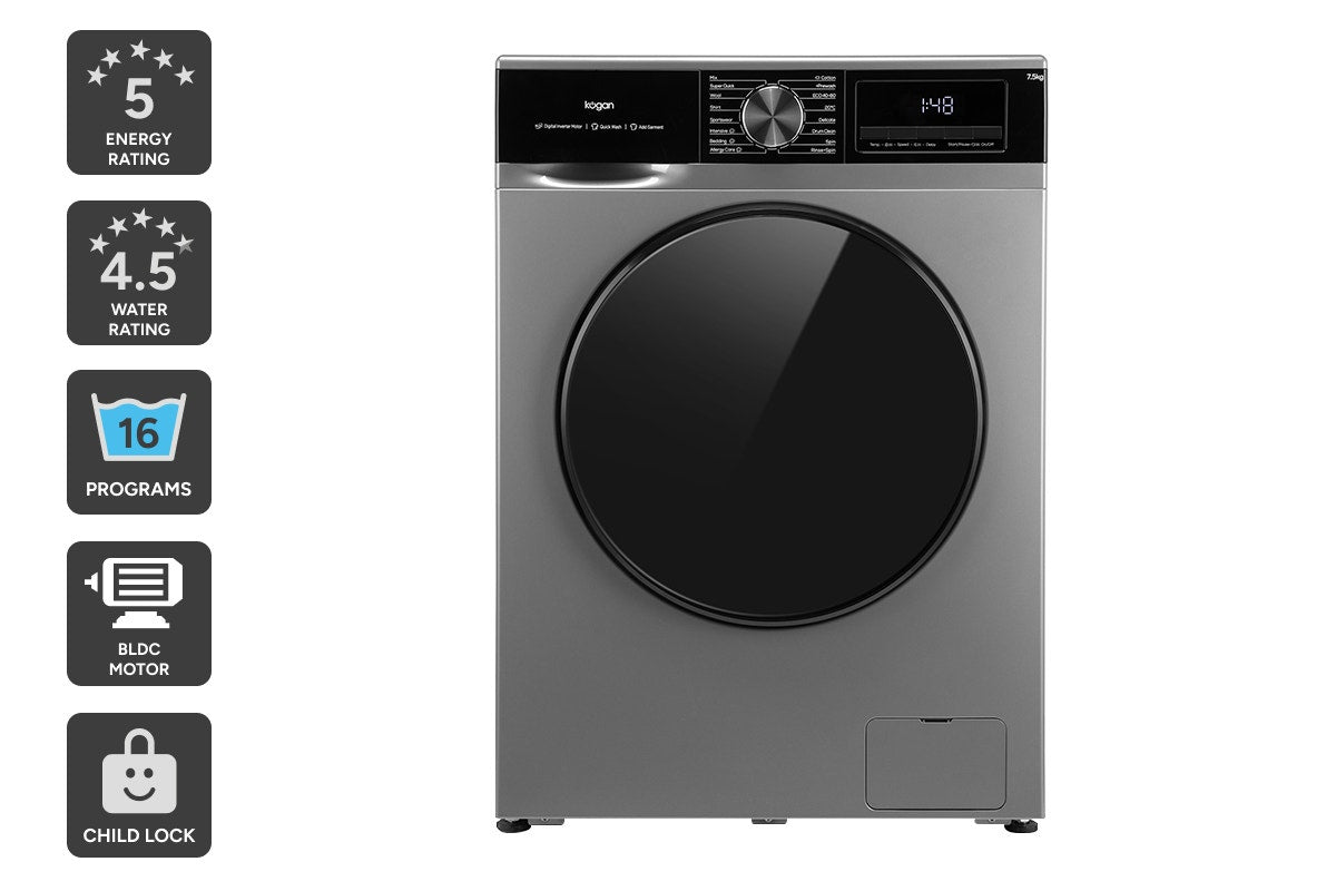 Kogan 7.5kg Front Load BLDC Inverter Washing Machine (Graphite)