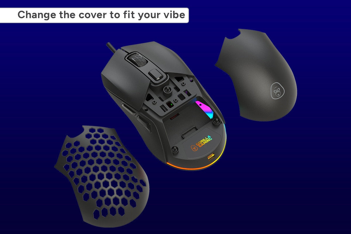 Gorilla Gaming GM121 RGB Ultralight Gaming Mouse  - 67g)